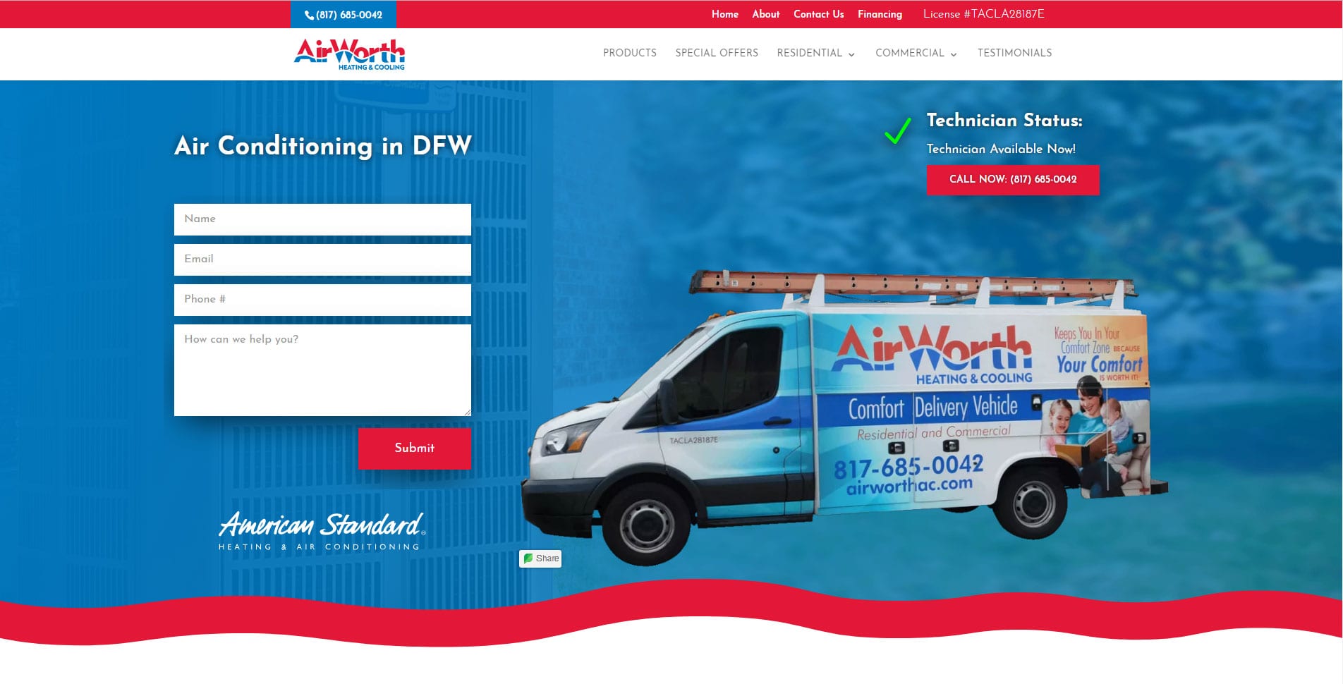 AirWorth Home Page Web Design