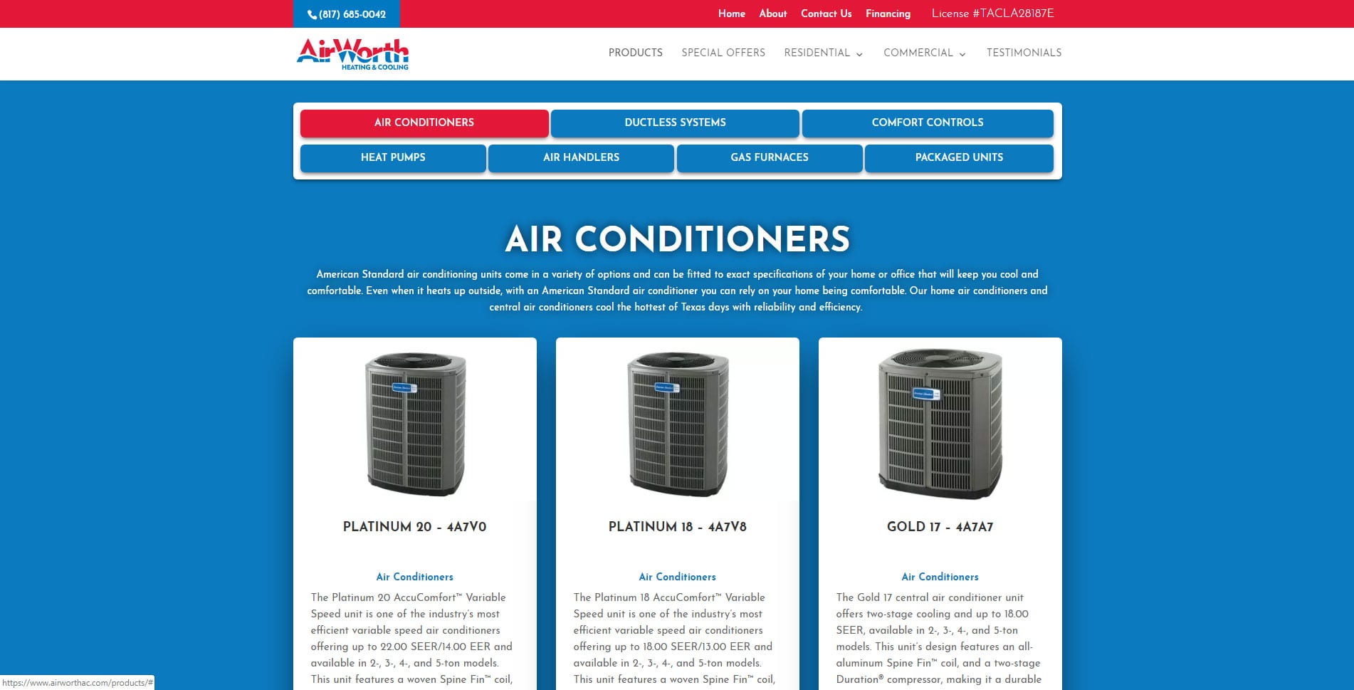 AirWorth Product Slider Custom Website Design