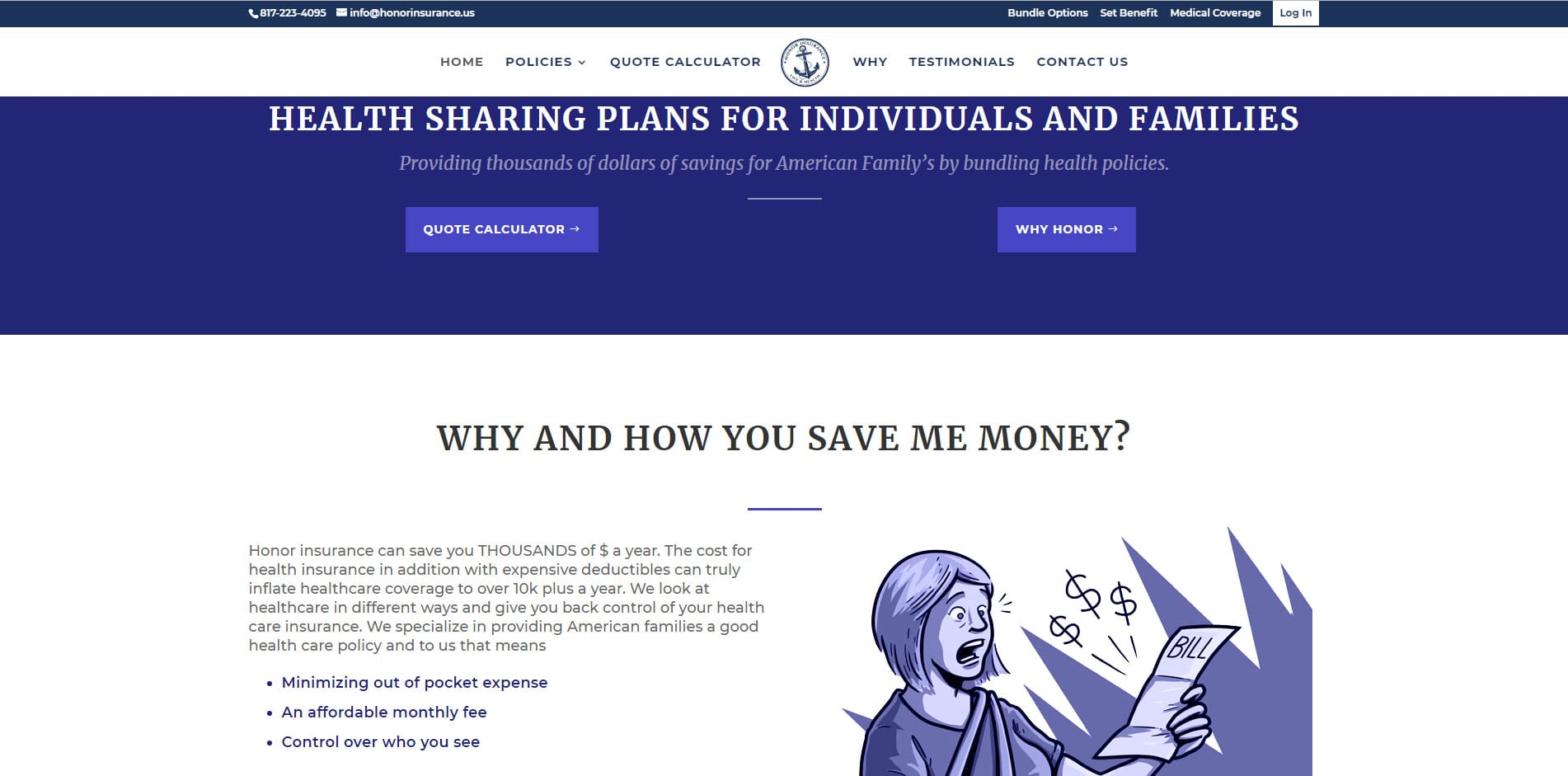 Honor Insurance Home Page Web Design